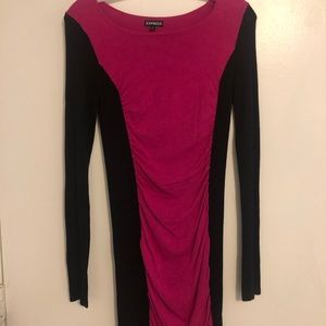 Express Long Sleeve Knee length fitted dress sz XS